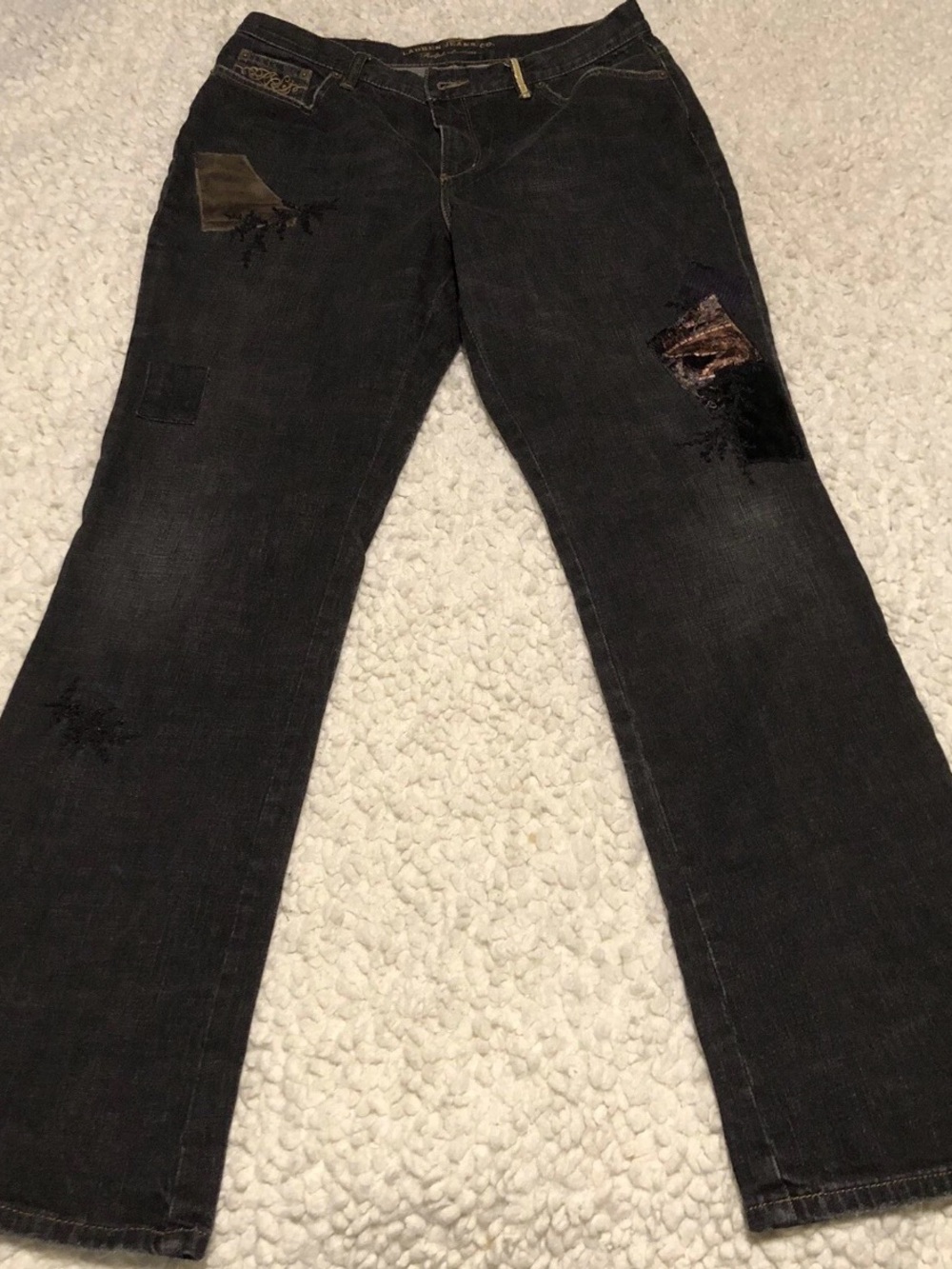 3/$40 Lauren Jeans Co Fabric Patched Embroidered Beaded Embellish Size 32x31